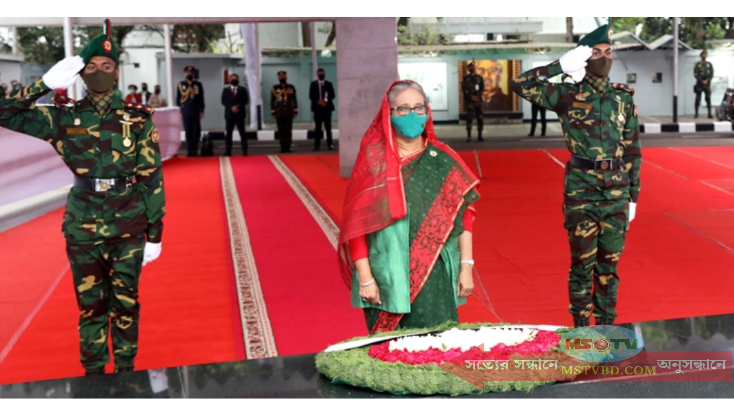 বঙ্গবন্ধুর প্রতিকৃতিতে প্রধানমন্ত্রী শেখ হাসিনার শ্রদ্ধা